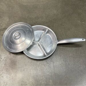 Vintage Parti Pan Divided Aluminum Frying Pan 3 Section Skillet w Lid